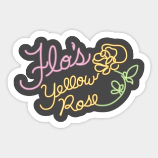 Flo's Yellow Rose - Neon Sign Sticker